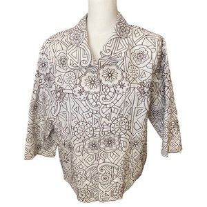 Draper’s & Damon’s Womens White with brown floral embellished embroidery jacket